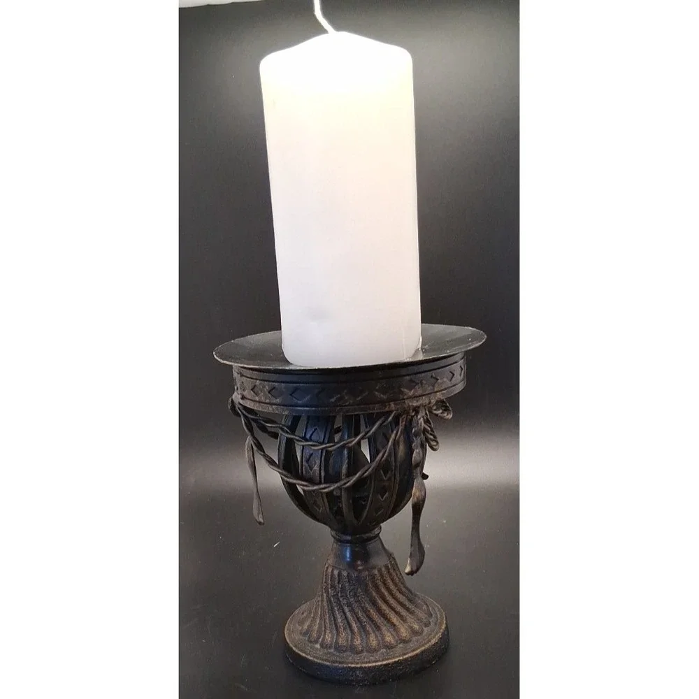 Vintage Cast Ornate Heavy Metal Candle Stand‎